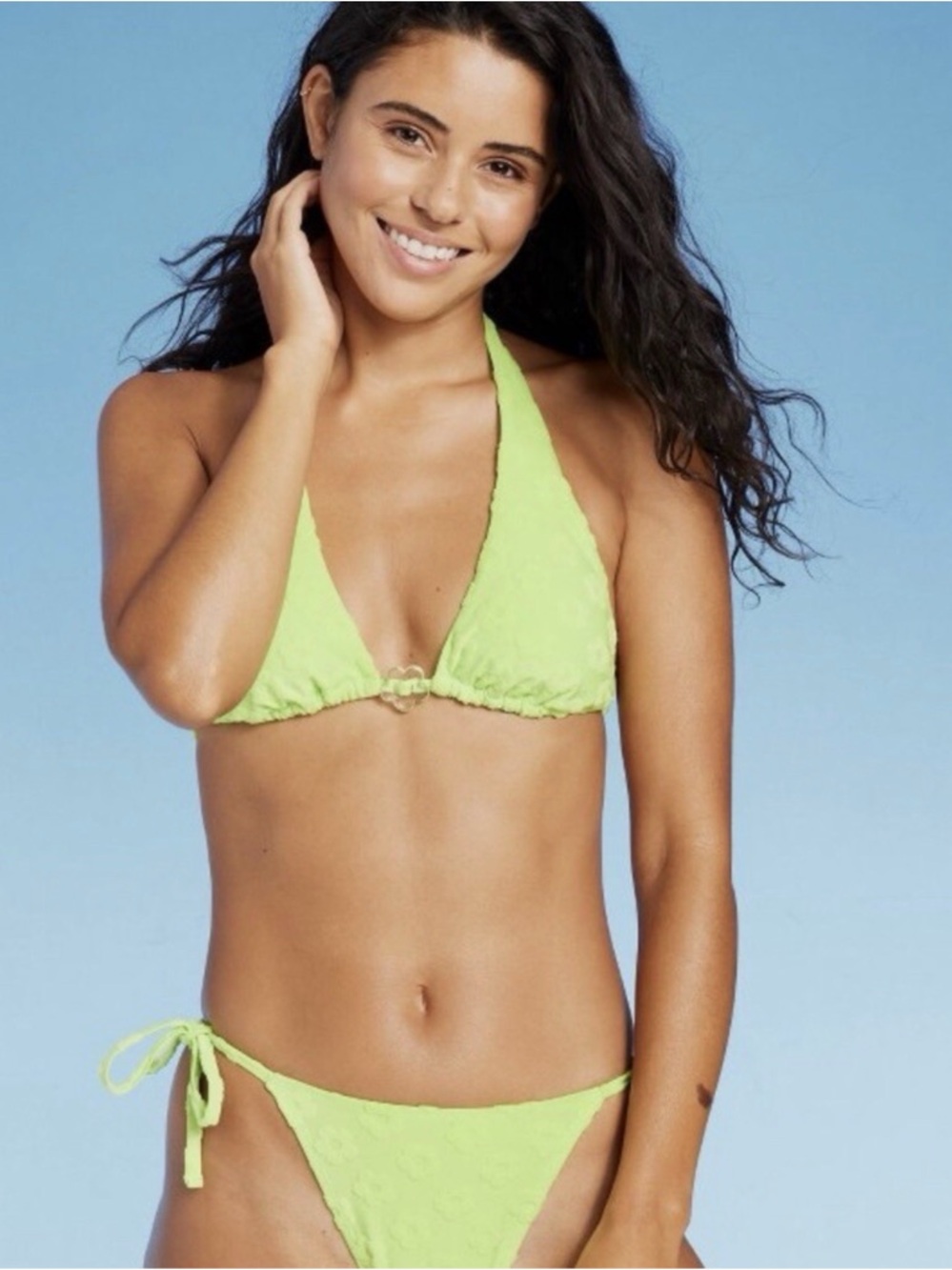 Wild Fable Daisy Textured Lime Green Triangle Bikini 2 piece  Set - NWT